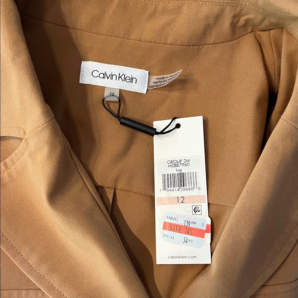 Calvin Klein Tan Sleeveless Button-Front Shirtdress with Belt - Picture 5 of 7